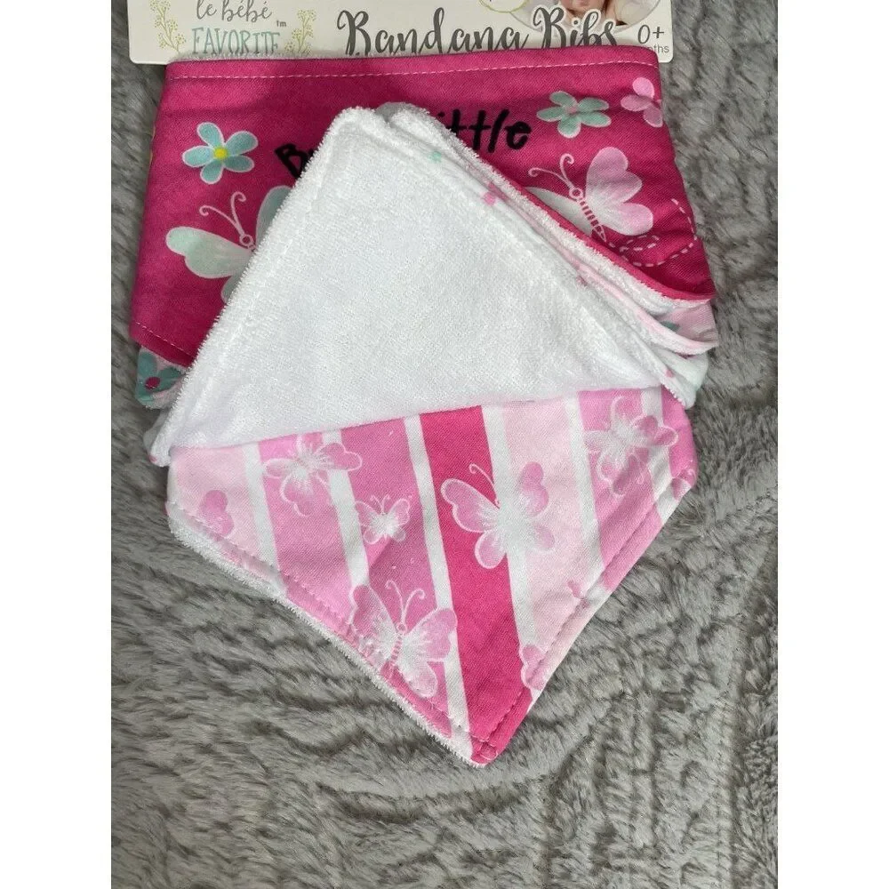 le bebe Favorite 4 pack Assorted Bandana Bibs Baby Girl Pink